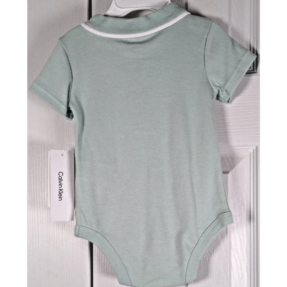Calvin Klein Baby Boys Polo Bodysuit 6-9M Green Logo Preppy NWT CKSii95A-999